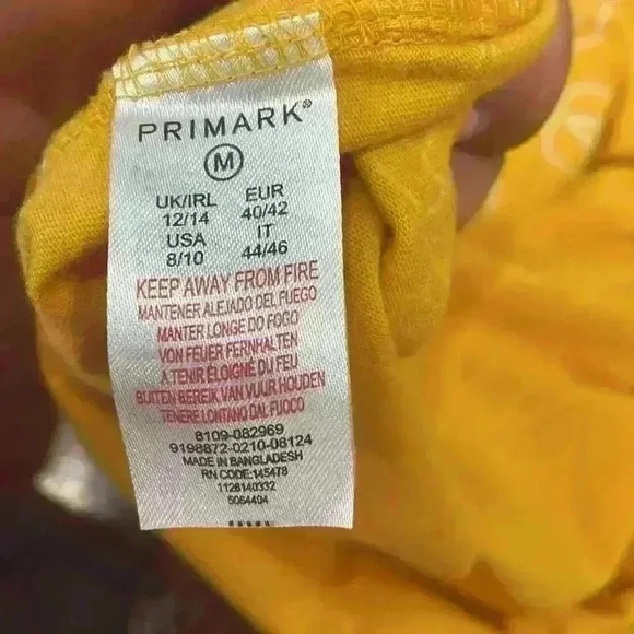 Primary Crew Neck Cropped Oversized mustard yellow Love with hearts t-shirt M - Picture 6 of 7